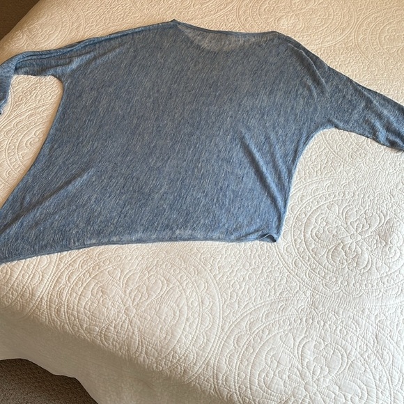 Eileen Fisher Asymmetrical Top Women’s Large Italian Blue Lagenlook Coastal Flaw - Picture 12 of 16